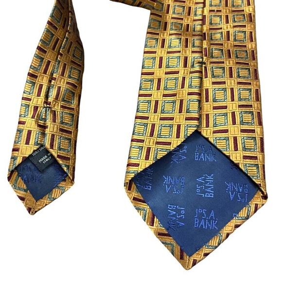 Jos A Bank Orange Mens 100% Silk Geometric Italy Mens Neck Tie 59" x 3.25" - Picture 9 of 16